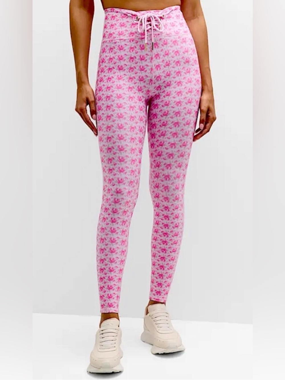 LoveShackFancy Postiana Pink Lace Up Floral Leggings, NEW